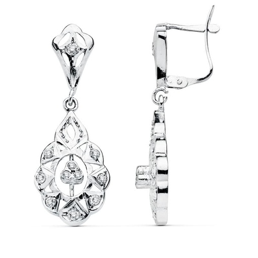 [P11946] 18K PENDIENTES CUBANAS ORO BLANCO 32X12 MM