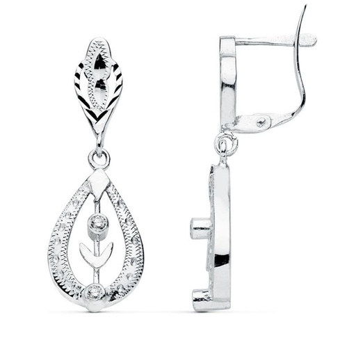 [P11947] 18K PENDIENTES CUBANAS ORO BLANCO 29X10 MM