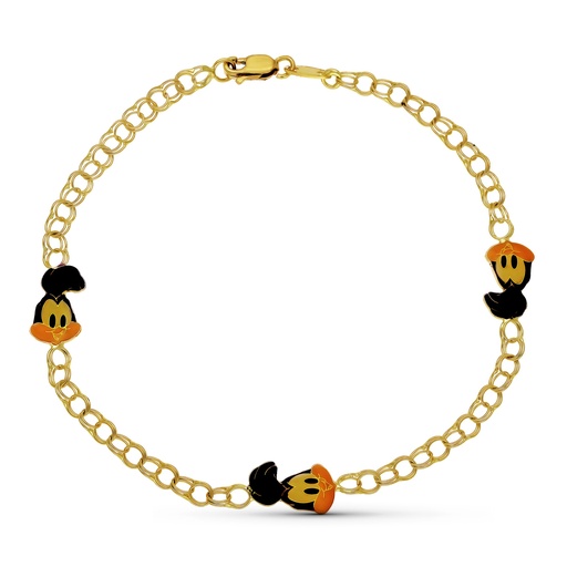 [P11949-4] 18K PULSERA ORO AMARILLO ESMALTE CORRE CAMINOS. 18 CM