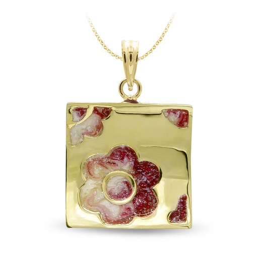 [P11984-5] 18K COLGANTE ORO AMARILLO CUADRADO ESMALTE 17X17 MM