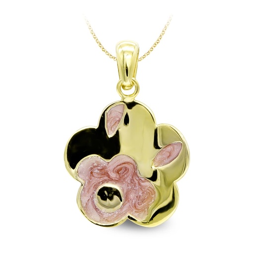 [P11985-5] 18K COLGANTE ORO AMARILLO FLOR ESMALTE