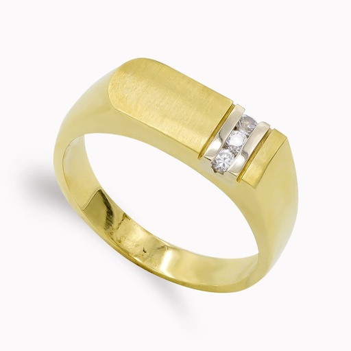 [P12000016] 18K SELLO ORO BICOLOR LISO CON CIRCONITAS