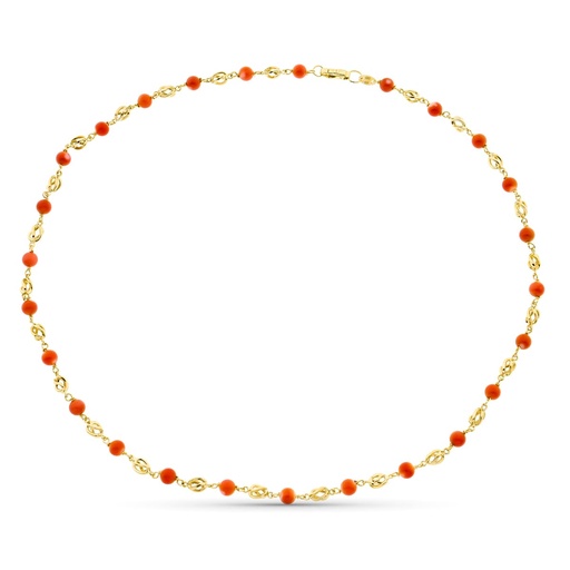 [P12000050] 18K COLLAR ORO AMARILLO JAULA CORAL FINO JAPONES 5 MM 50CM