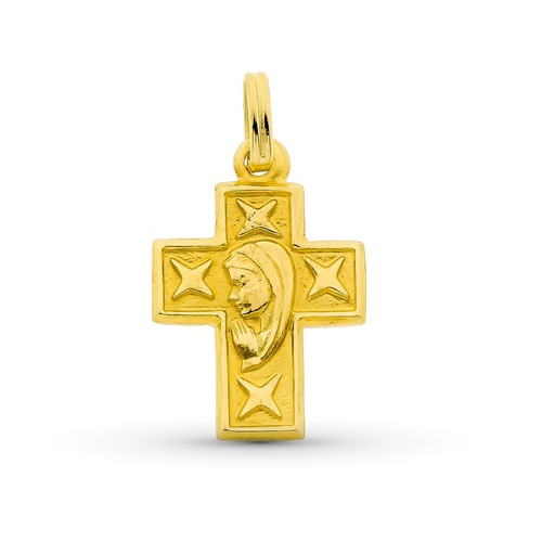 [P12000073] 18K CRUZ ORO AMARILLO VIRGEN 23X16 MM