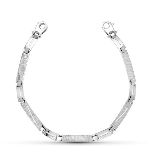 [P12000103] 18K PULSERA ORO BLANCO TRAMOS
