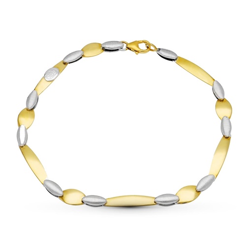 [P12000126] 18K PULSERA ORO BICOLOR MATE Y BRILLO
