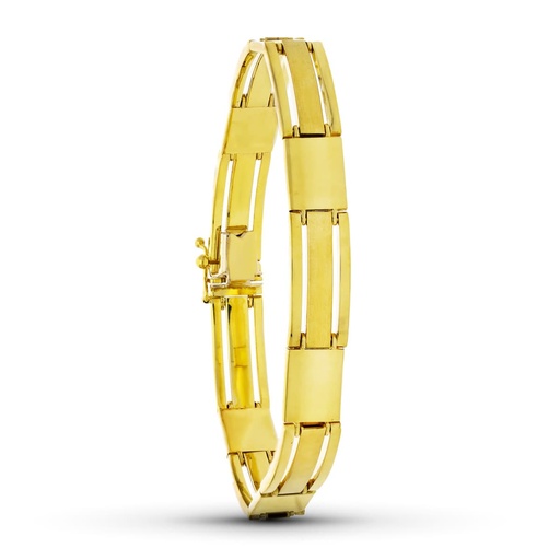 [P12000215] 18K PULSERA ORO AMARILLO TRAMOS MATE Y BRILLO