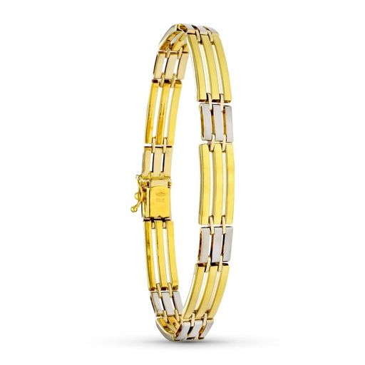 [P12000265] 18K PULSERA ORO BICOLOR CABALLERO 21 CM