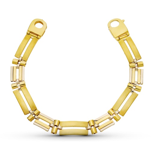 [P12000270] 18K PULSERA ORO BICOLOR ESLABONES RECTANGULARES