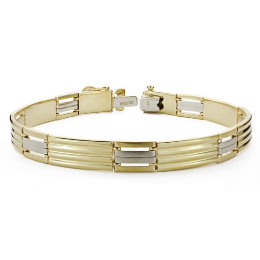[P12000287] 18K PULSERA CABALLERO BICOLOR 21.5 CM