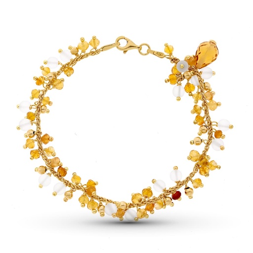 [P12000315] 18K PULSERA ORO AMARILLO PIEDRAS DE COLOR