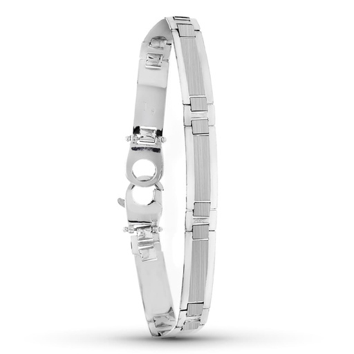 [P12000348] 18K PULSERA CABALLERO ORO BLANCO MATE Y BRILLO 21 CM