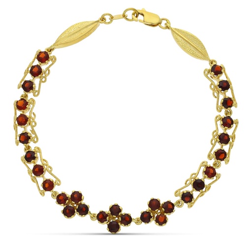 [P12000400] 18K PULSERA ORO AMARILLO Y GRANATES
