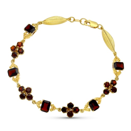 [P12000401] 18K PULSERA ORO AMARILLO GRANATES