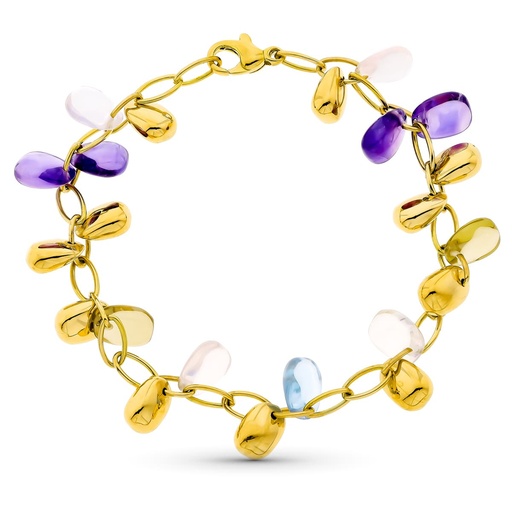 [P12000431] 18K PULSERA ORO AMARILLO LAGRIMAS COLOR