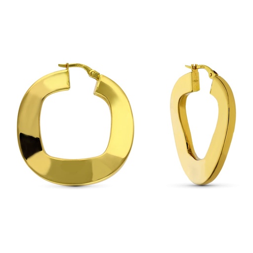 [P12000465] 18K AROS ORO AMARILLO HUECOS BRILLO 34X2 MM
