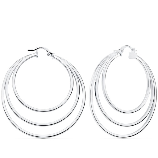 [P12000474] 18K AROS TRIPLES ORO BLANCO HUECOS REDONDOS 43 MM