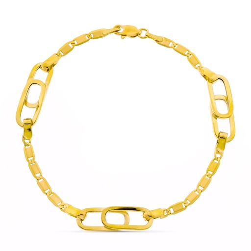 [P12000492] 18K PULSERA ORO AMARILLO ESLABONES Y CADENA ANCHO 11 MM LARGO 18.5 CM