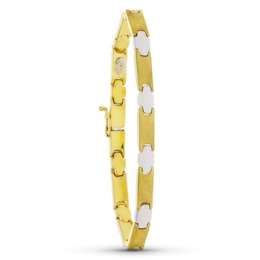 [P12000497] 18K PULSERA ORO BICOLOR MATE Y BRIILO