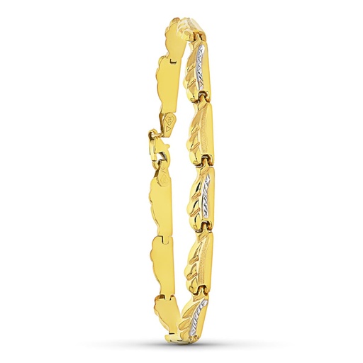 [P12000524] 18K PULSERA ORO BICOLOR ESTAMPACION
