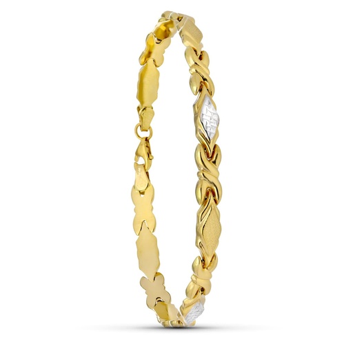 [P12000532] 18K PULSERA ORO BICOLOR ESTAMPACION 20CM
