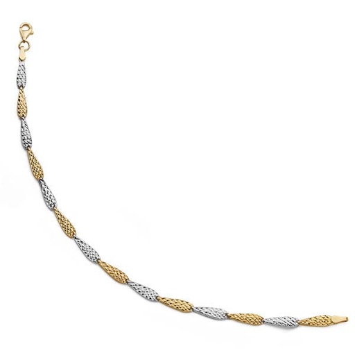 [P12000566] 18K PULSERA BICOLOR HUECA 19 CM 3.40 GR