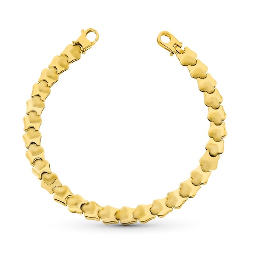 [P12000719] 18K PULSERA ORO AMARILLO CORAZONES MATE Y BRILLO