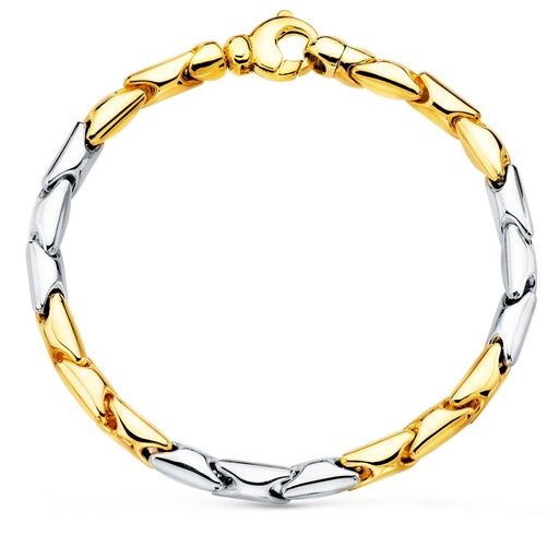 [P12001419] 18K PULSERA ORO BICOLOR ESLABONES ARTICULADOS. ANCHO 5 MM 20.5 CM