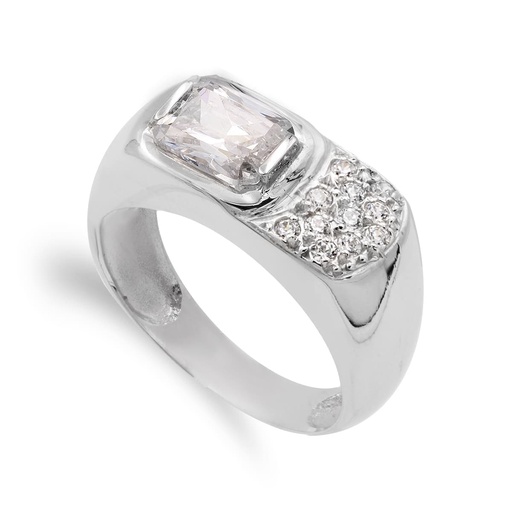 [P12058-OB] 18K SORTIJA ORO BLANCO PIEDRA Y CIRCONITAS 8X6 MM