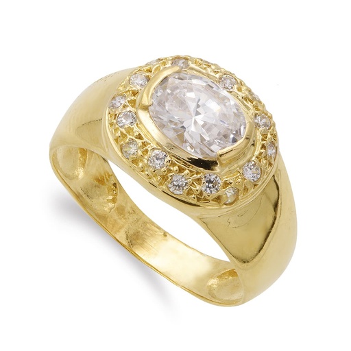 [P12060-OA] 18K SORTIJA ORO AMARILLO PIEDRA BLANCA CIRCONITAS