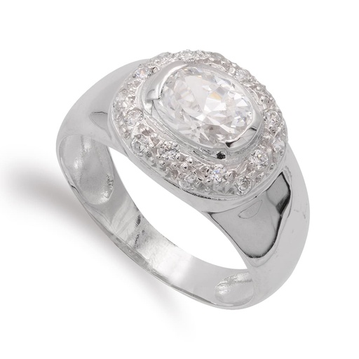 [P12060-OB] 18K SORTIJA ORO BLANCO PIEDRA BLANCA Y CIRCONITAS