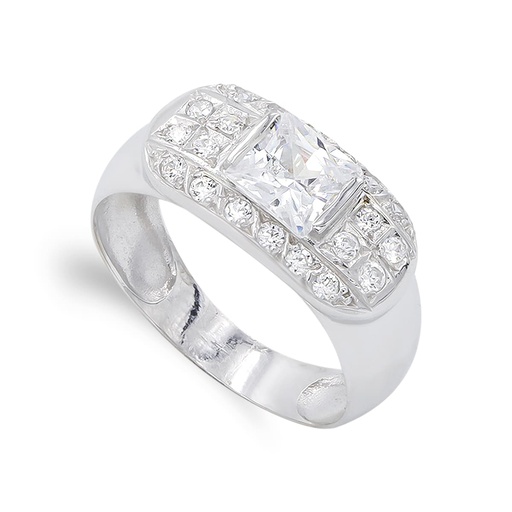 [P12061] 18K SORTIJA ORO BLANCO PIEDRA Y CIRCONITAS