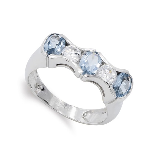 [P12083] 189K SORTIJA ORO BLANCO PIEDRA COLOR Y CIRCONITAS