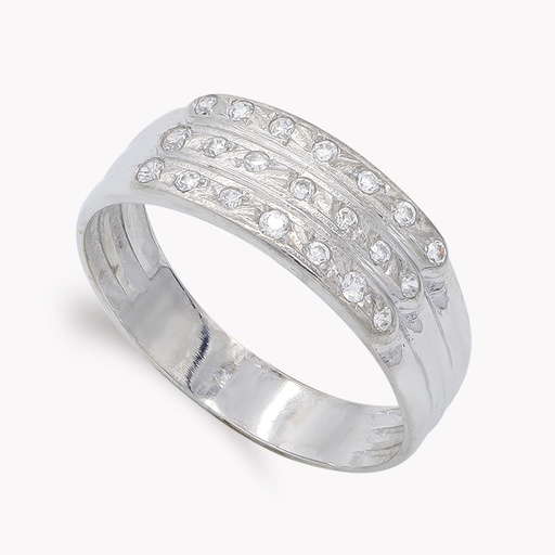 [P12093] 18K SORTIJA ORO BLANCO 21 CIRCONITAS