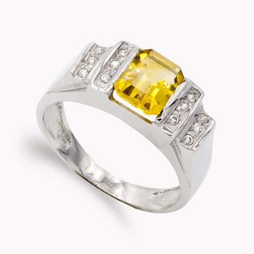 [P12150] 18K SORTIJA ORO BLANCO PIEDRA COLOR Y CIRCONITAS