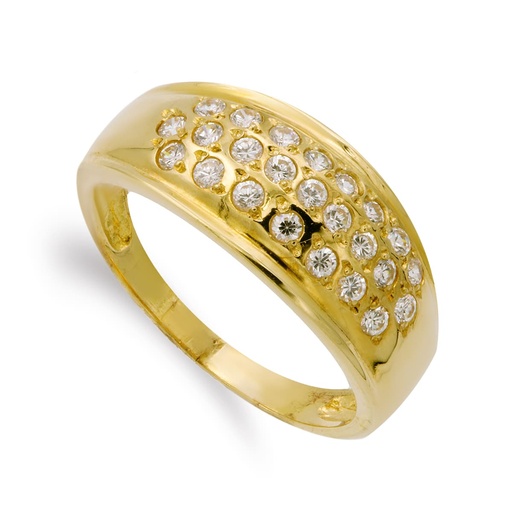 [P12171] 18K SORTIJA ORO AMARILLO CON CIRCONITAS 9 MM CUERPO 2 MM