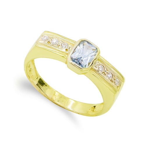 [P12251] 18K SORTIJA ORO AMARILLO PIEDRA RECTANGULAR Y CIRCONITAS