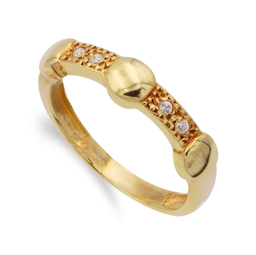 [P12391] 18K SORTIJA ORO AMARILLO DETALLES REDONDO CON CIRCONITAS