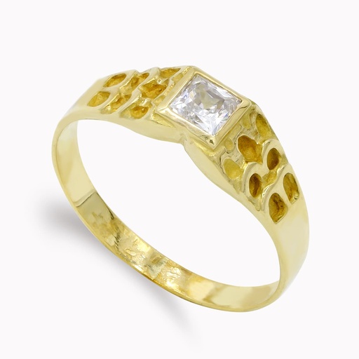 [P12773] 18K SORTIJA ORO AMARILLO SOLITARIO TALLADO TALLA PRINCESA