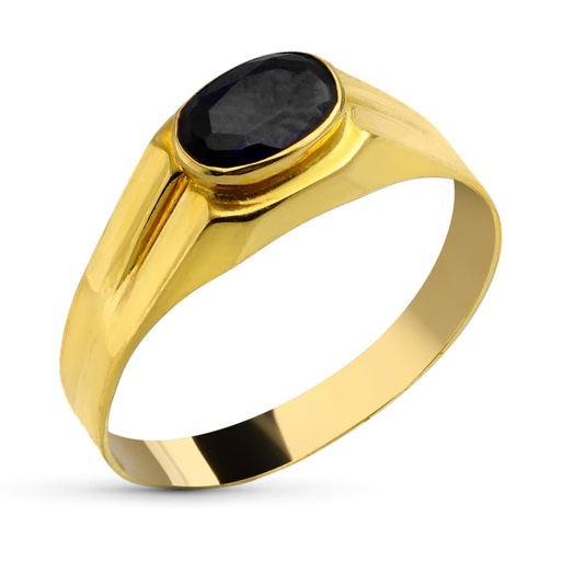 [P12789] 18K SELLO ORO AMARILLO PEQUEÑO LABRADO PIEDRA OVAL