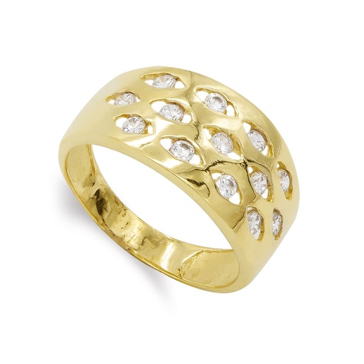 [P12794] 18K SORTIJA ORO AMARILLO MACIZA CON CIRONITAS Y DETALLES CALADOS