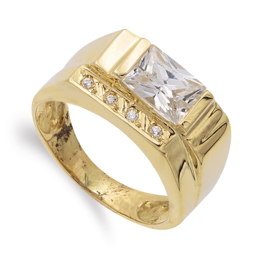 [P12814-OA] 18K SORTIJA ORO AMARILLO PIEDRA BLANCA 8X6 MM CIRCONITAS