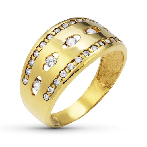[P12863] 18K SORTIJA ORO AMARILLO CON CIRCONITAS