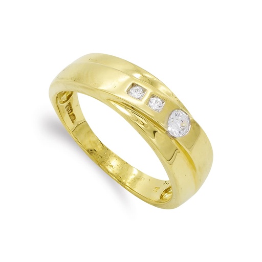 [P12872] 18K SORTIJA ORO AMARILLO MACIZO CON CIRCONITAS