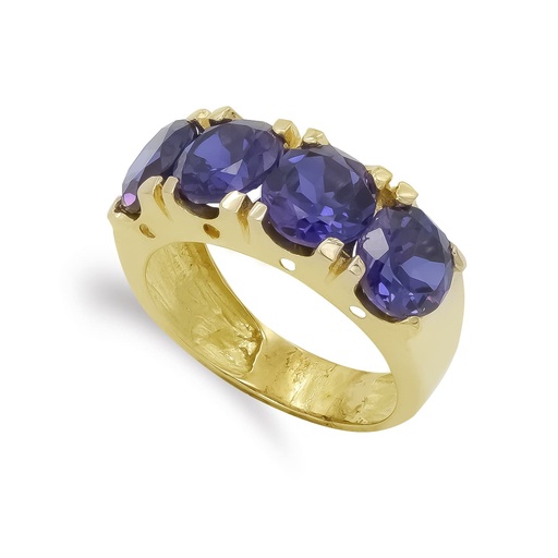 [P12896-AT] 18K SORTIJA ORO AMARILLO CUATRO PIEDRAS 7 MM AMATISTA