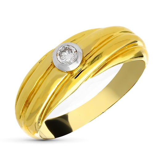 [P1295] 18K SORTIJA ORO BICOLOR DIAMANTE 0.15  QTS.