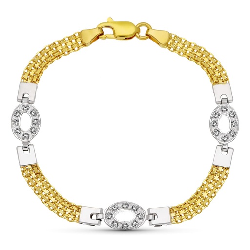[P13000014] 18K PULSERA ORO BICOLOR MAYA OVAL CIRCONITAS