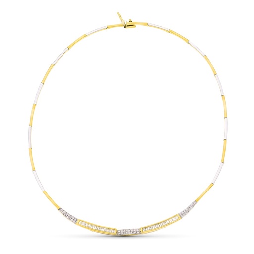 [P13000062] 18K GARGANTILLA ORO BICOLOR CON CIRCONITAS 45 CM