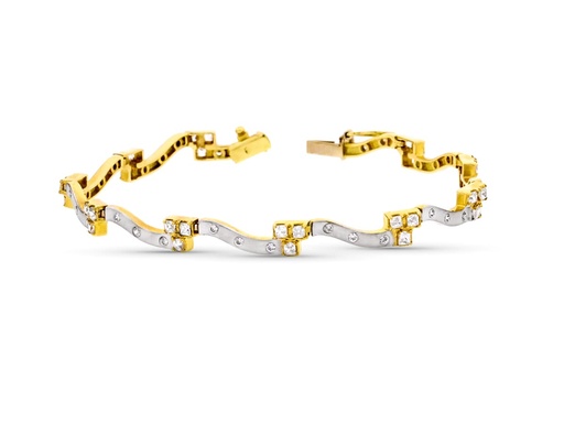[P13000065] 18K PULSERA ORO BICOLOR CON CIRCONITAS