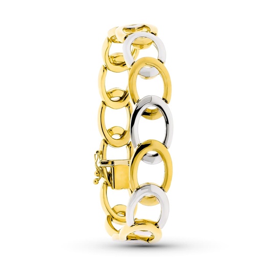 [P13000068] 18K PULSERA ORO BICOLOR ESLABONES OVALES